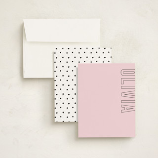 This is a cotton candy personalized stationery thank you cards with standard by Ilene Guy called big name printing on signature in 4.25x5.5