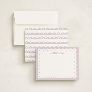 This is a lavender personalized stationery thank you cards with standard by Shirley Lin Schneider called southern charm printing on signature in 4.25x5.5