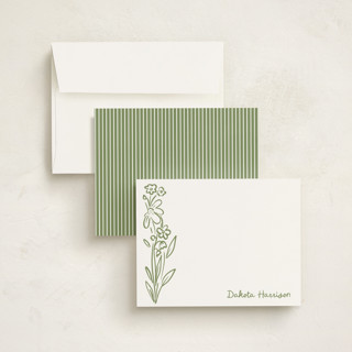 This is a moss personalized stationery thank you cards with standard by Jenna Holcomb called wildflower note printing on signature in 4.25x5.5