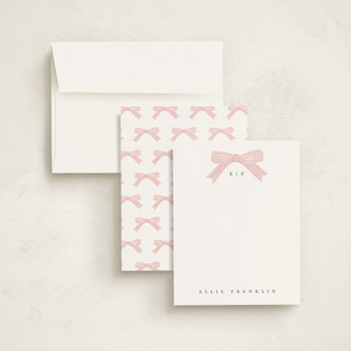 This is a blush personalized stationery thank you cards with standard by Paper Raven Co. called delicately printing on signature in 4.25x5.5
