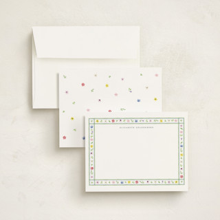 This is a spring personalized stationery thank you cards with standard by Pati Cascino called herbarium printing on signature in 4.25x5.5