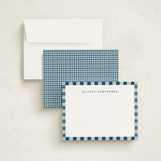 This is a lagoon personalized stationery thank you cards with standard by Olivia Raufman called refined stripe printing on signature in 4.25x5.5
