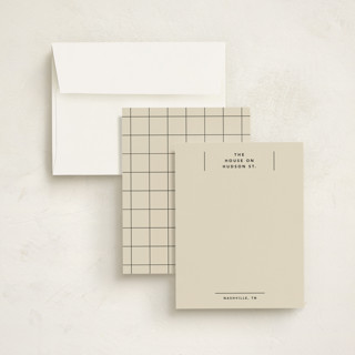 This is a vanilla personalized stationery thank you cards with standard by Kelly Watkins called hudson printing on signature in 4.25x5.5