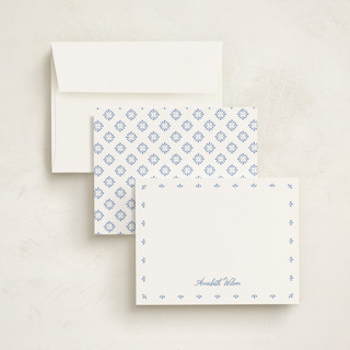 This is a powder blue personalized stationery thank you cards with standard by Erin L. Wilson called somerset eyelet printing on signature in 4.25x5.5
