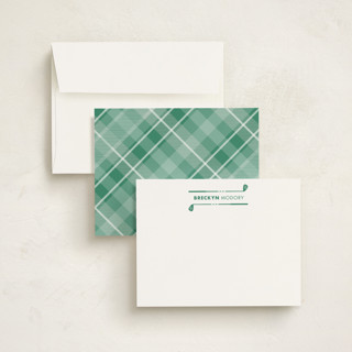 This is a grass personalized stationery thank you cards with standard by Pinky Diamond Studio called on the green printing on signature in 4.25x5.5
