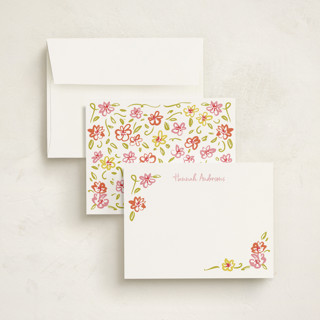 This is a sugar personalized stationery thank you cards with standard by samovilka called pinkorangeflorals printing on signature in 4.25x5.5