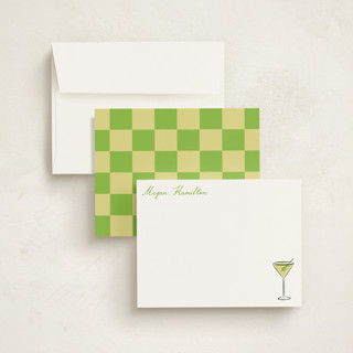 This is a lime personalized stationery thank you cards with standard by chocomocacino called martini printing on signature in 4.25x5.5