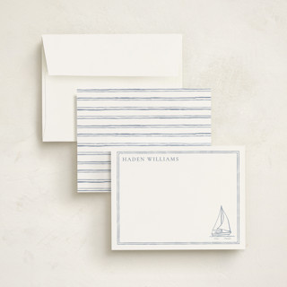 This is a coast personalized stationery thank you cards with standard by Cass Loh called sailboat printing on signature in 4.25x5.5