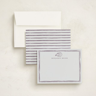 This is a eggplant personalized stationery thank you cards with standard by Cass Loh called oyster shell printing on signature in 4.25x5.5