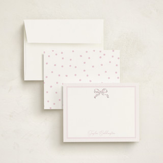 This is a petal personalized stationery thank you cards with standard by Helena Vitto called bow printing on signature in 4.25x5.5