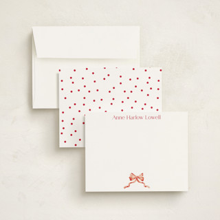 This is a burnt rose personalized stationery thank you cards with standard by Pink House Press called bow printing on signature in 4.25x5.5