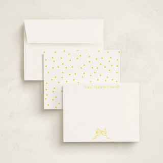 This is a lemon personalized stationery thank you cards with standard by Pink House Press called bow printing on signature in 4.25x5.5