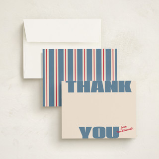 This is a denim personalized stationery thank you cards with standard by Claudia Orengo called retro bold printing on signature in 4.25x5.5
