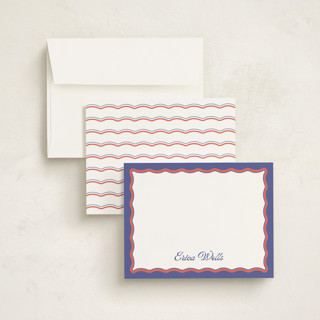 This is a ocean personalized stationery thank you cards with standard by Becky Nimoy called wavy two tone printing on signature in 4.25x5.5