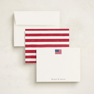 This is a parchment personalized stationery thank you cards with standard by Jennifer Lew called american flag printing on signature in 4.25x5.5