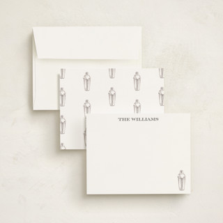 This is a coal personalized stationery thank you cards with standard by Baumbirdy called cocktail shaker (add-on) printing on signature in 4.25x5.5