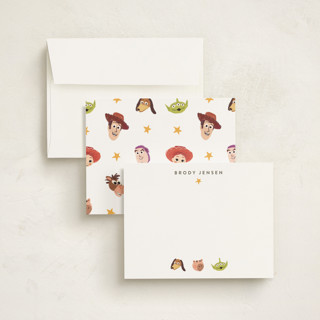 This is a cloud personalized stationery thank you cards with standard by Dani Lugato called pixar's toy story toys printing on signature in 4.25x5.5