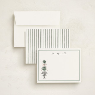 This is a forest personalized stationery thank you cards with standard by Jackie Crawford called hand illustrated topiary printing on signature in 4.25x5.5