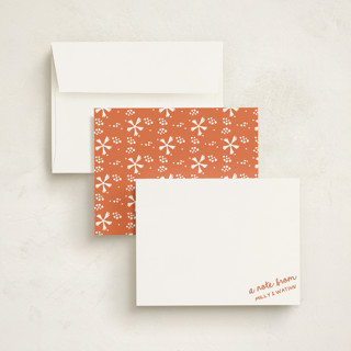 This is a tangerine personalized stationery thank you cards with standard by Jelena Vuletic called imprint printing on signature in 4.25x5.5
