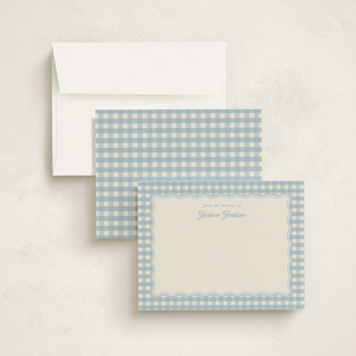 This is a pond personalized stationery thank you cards with standard by Brianne Larsen called scalloped gingham printing on signature in 4.25x5.5