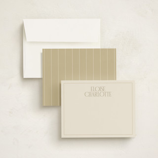 This is a sand personalized stationery thank you cards with standard by Ellen Schlegelmilch called elegant serif printing on signature in 4.25x5.5