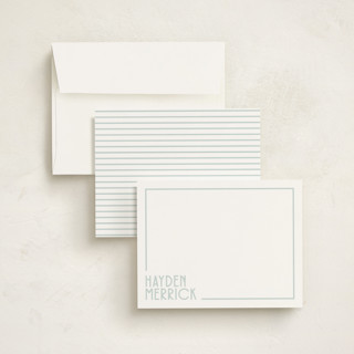 This is a mint personalized stationery thank you cards with standard by Angela Garrick called linear printing on signature in 4.25x5.5