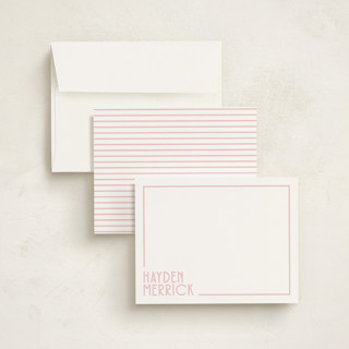 This is a bubblegum personalized stationery thank you cards with standard by Angela Garrick called linear printing on signature in 4.25x5.5