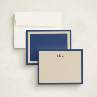 This is a navy personalized stationery thank you cards with standard by Ani Somi called theodore printing on signature in 4.25x5.5