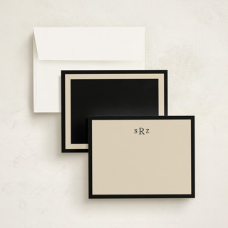 This is a black and tan personalized stationery thank you cards with standard by Ani Somi called theodore printing on signature in 4.25x5.5