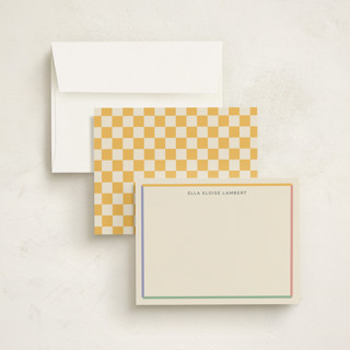 This is a brights personalized stationery thank you cards with standard by Stephanie Heinrich Godbout called modern colorful border printing on signature in 4.25x5.5