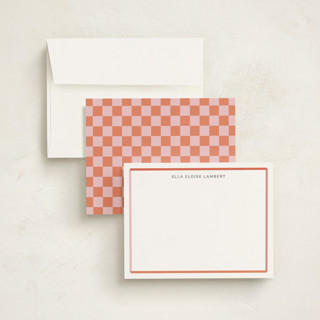 This is a terracotta personalized stationery thank you cards with standard by Stephanie Heinrich Godbout called modern colorful border printing on signature in 4.25x5.5