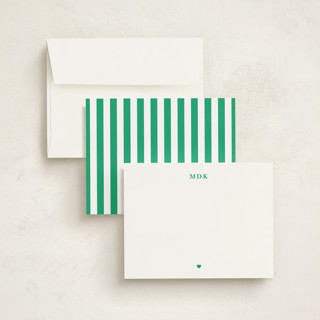 This is a grass personalized stationery thank you cards with standard by mo kelley called a little heart printing on signature in 4.25x5.5