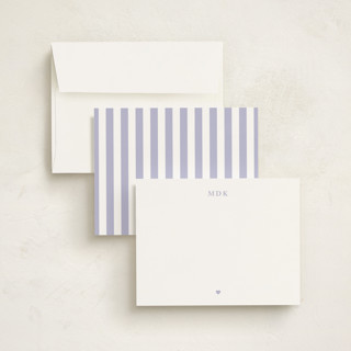 This is a lavender personalized stationery thank you cards with standard by mo kelley called a little heart printing on signature in 4.25x5.5