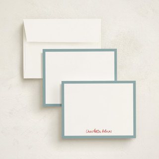 This is a blue raspberry personalized stationery thank you cards with standard by Ani Somi called crayon writing printing on signature in 4.25x5.5