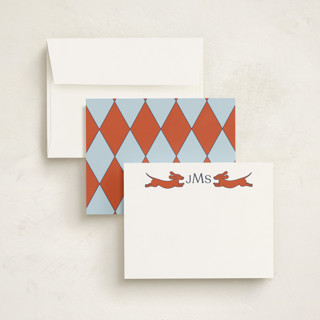 This is a rust personalized stationery thank you cards with standard by Alize Cetintas Kure called follow your noses printing on signature in 4.25x5.5