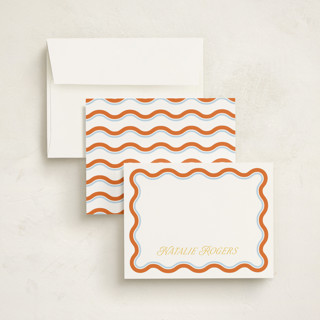 This is a tomato personalized stationery thank you cards with standard by Everett Paper Goods called squiggled printing on signature in 4.25x5.5
