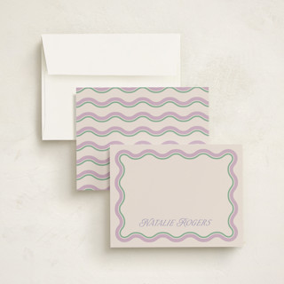 This is a grape personalized stationery thank you cards with standard by Everett Paper Goods called squiggled printing on signature in 4.25x5.5