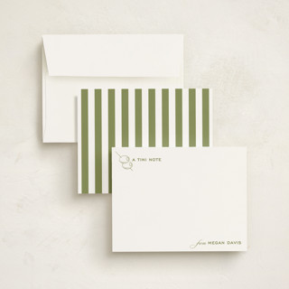 This is a olive personalized stationery thank you cards with standard by Megan Davis called dirty martini printing on signature in 4.25x5.5