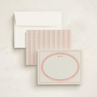 This is a rouge personalized stationery thank you cards with standard by Claire called classic oval printing on signature in 4.25x5.5