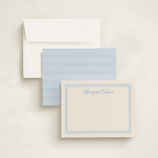 This is a powder blue personalized stationery thank you cards with standard by Carolyn MacLaren called classic start printing on signature in 4.25x5.5