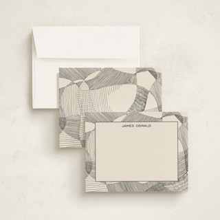 This is a ivory black personalized stationery thank you cards with standard by Catilustre called random land printing on signature in 4.25x5.5