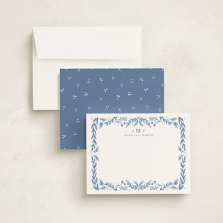 This is a delft personalized stationery thank you cards with standard by Heather Cairl called framed in floral printing on signature in 4.25x5.5