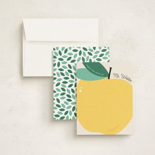 This is a golden delicious personalized stationery thank you cards with standard by Erica Krystek called teacher's apple printing on signature in 4.25x5.5