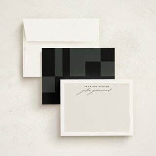 This is a sand personalized stationery thank you cards with standard by Susan Zinader called understated printing on signature in 4.25x5.5