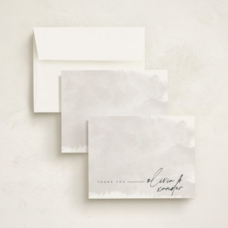 This is a mist personalized stationery thank you cards with standard by Brittany Braithwaite called painterly printing on signature in 4.25x5.5