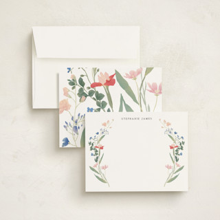 This is a spring personalized stationery thank you cards with standard by Elly called botanical printing on signature in 4.25x5.5