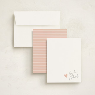 This is a blush personalized stationery thank you cards with standard by Adelyn T. called signed heart printing on signature in 4.25x5.5