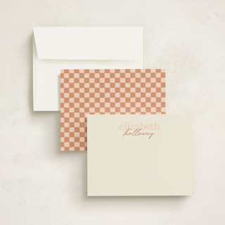 This is a salmon personalized stationery thank you cards with standard by Ellen Schlegelmilch called stacked names printing on signature in 4.25x5.5
