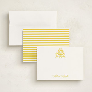 This is a honey personalized stationery thank you cards with standard by Jenna Holcomb called georgetown crest printing on signature in 5x7