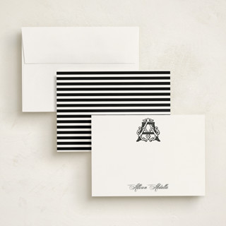 This is a noir personalized stationery thank you cards with standard by Jenna Holcomb called georgetown crest printing on signature in 5x7